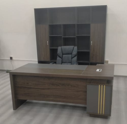 Customer photo review of Modern and Minimalist Executive Desk with Side Cabinet