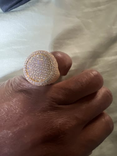 Customer photo review of 10.20 Carat Moissanite Iced Out Champ Ring