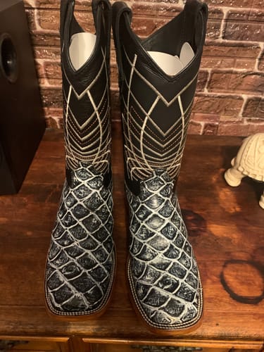 Customer photo review of Desert Bone Pirarucu Leather Boots - Square Toe