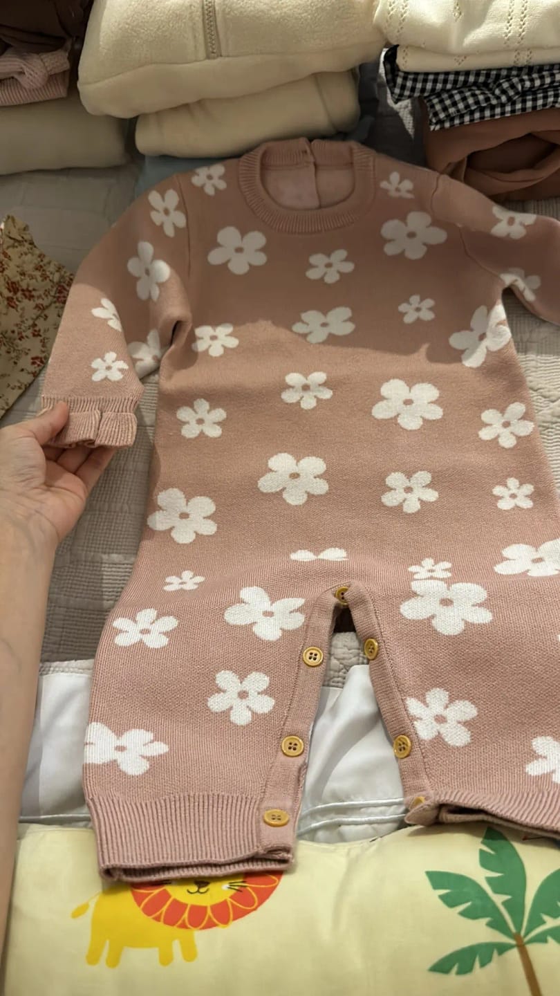 Customer photo review of Pink Floral Knitted Jumpsuit