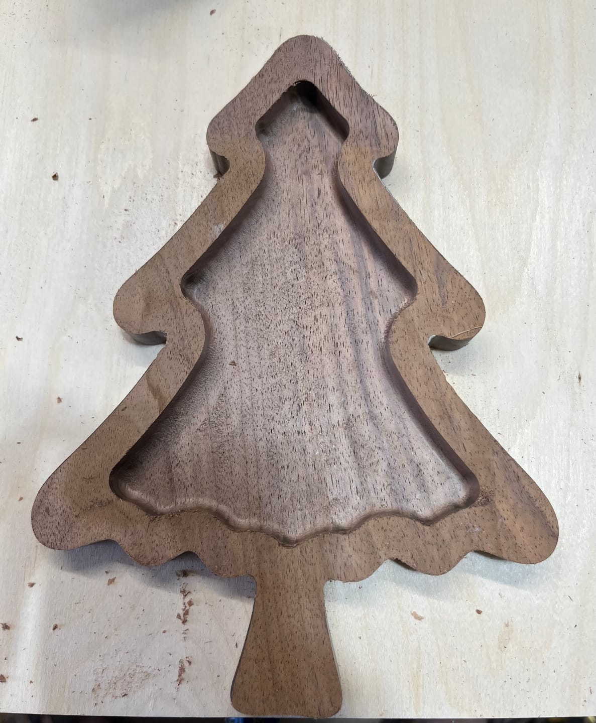 Customer photo review of 9.0x6.5" Christmas Tree Tray 1 Acrylic Router Template [Limited Edition]
