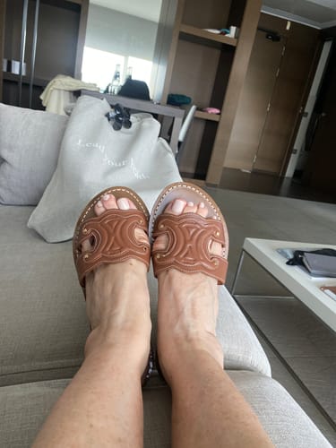 Customer photo review of mule triomphe brown calfskin