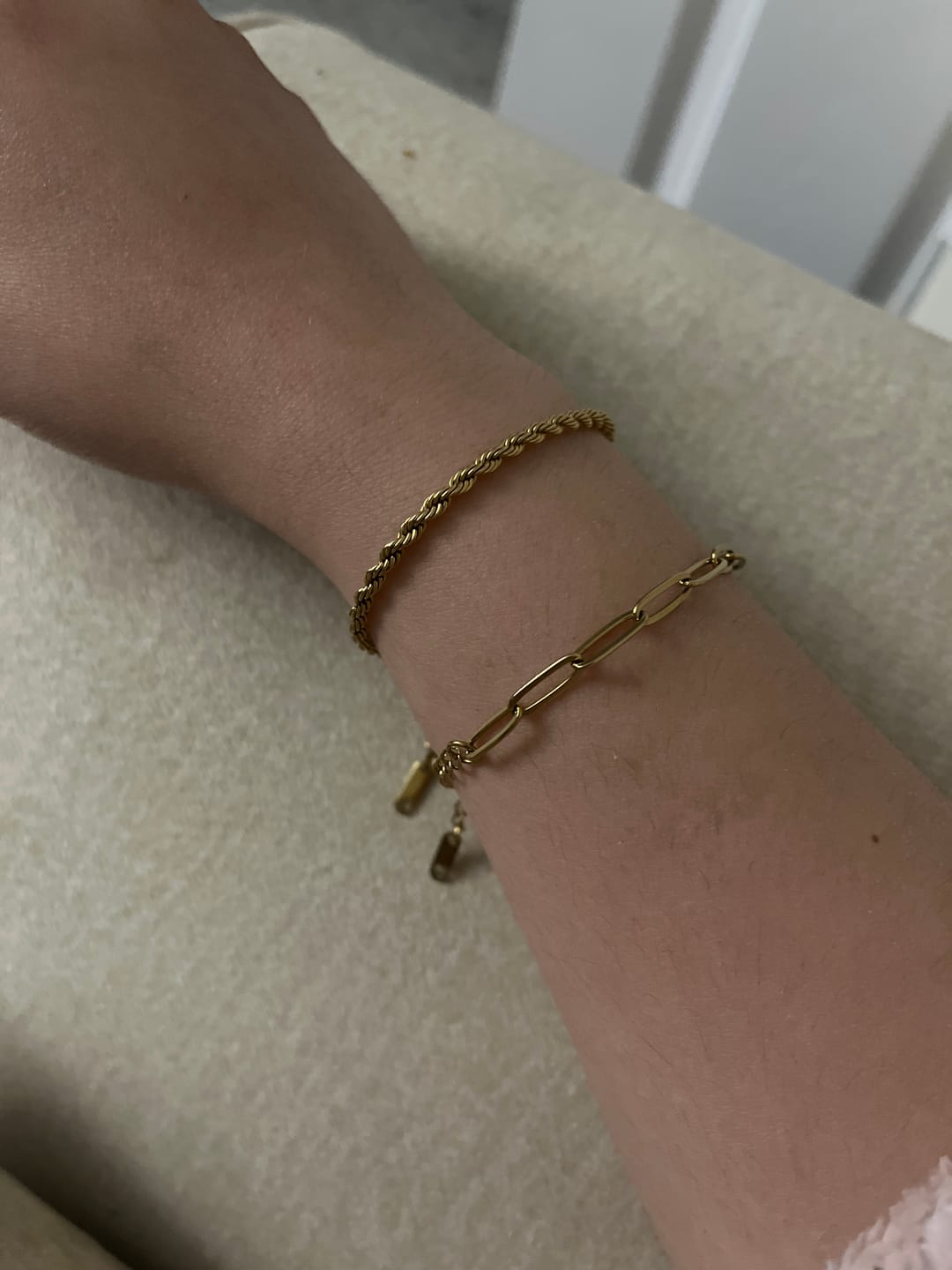 Customer photo review of Paperclip Gold Bracelet