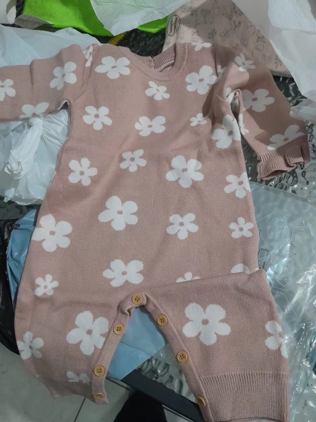 Customer photo review of Pink Floral Knitted Jumpsuit