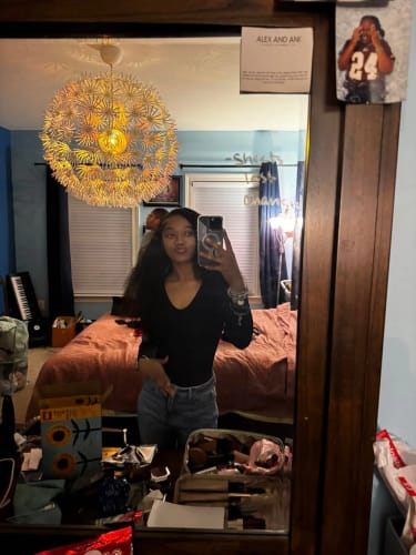 Customer photo review of [Upgrade 360] Invisible Drawstring Straps Glueless Lace Wig Curly Bleached Knots Human Hair Wig