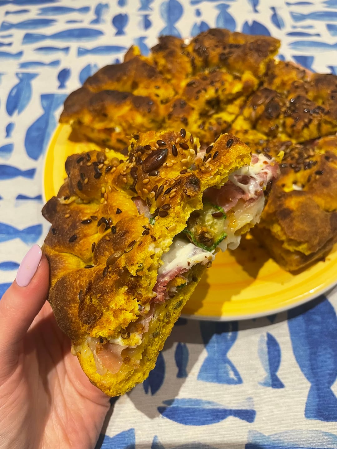 Customer photo review of Focaccia alla Curcuma con Semi Misti