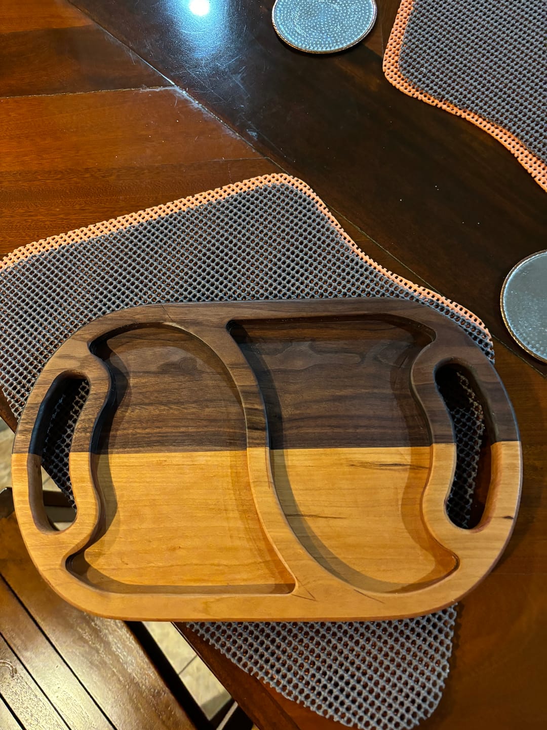 Customer photo review of 14.25x9.0" Two Pocket Wave Tray 21 With Handles Acrylic Router Template