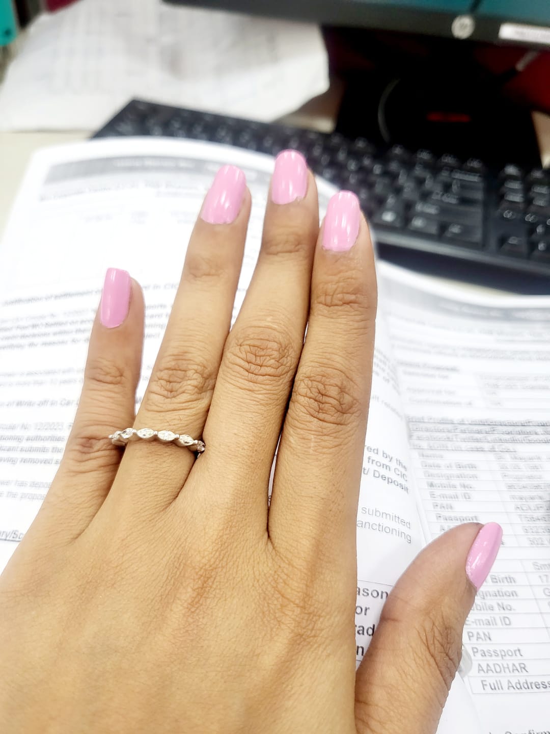 Customer photo review of Cascade Moissanite Ring