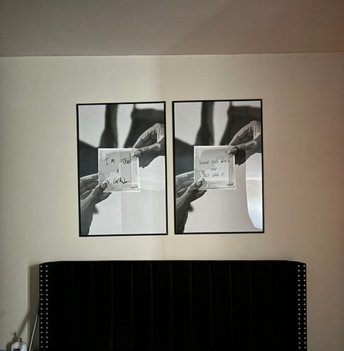 Customer photo review of Art Print Bundle : I'm Just A Girl B&W + Know Your Worth Quote B&W