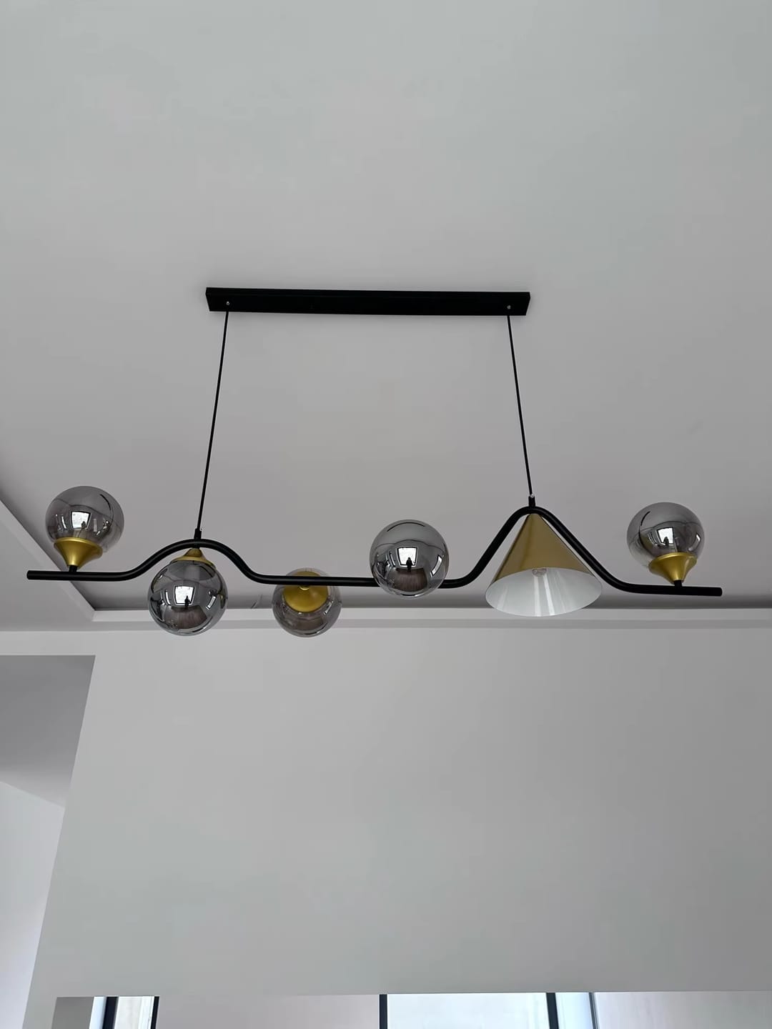 Customer photo review of WOMO Linear Glass Globe Chandelier-WM2257