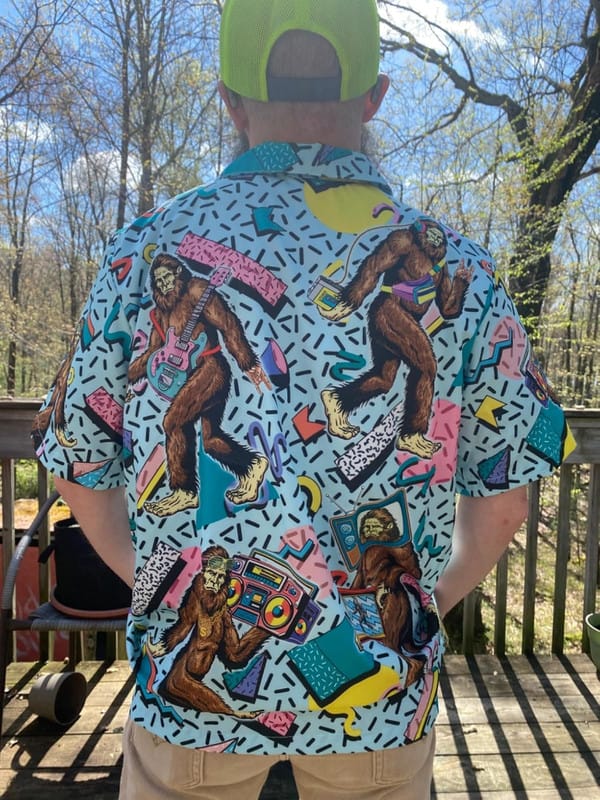 Customer photo review of Bigfoot With Pickle Hawaiian Shirt
