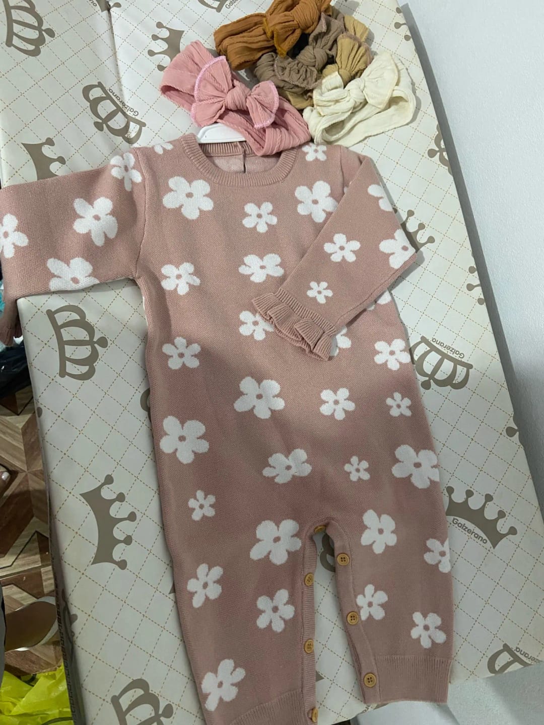 Customer photo review of Pink Floral Knitted Jumpsuit