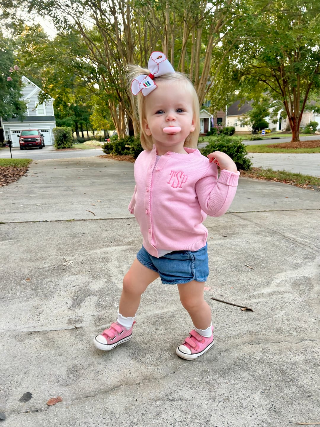 Customer photo review of Pink Pearl Button Up Sweater