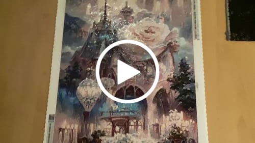 Customer video review of 5D Diamond Painting XXL AB Steine Märchenschloss mit Rosen