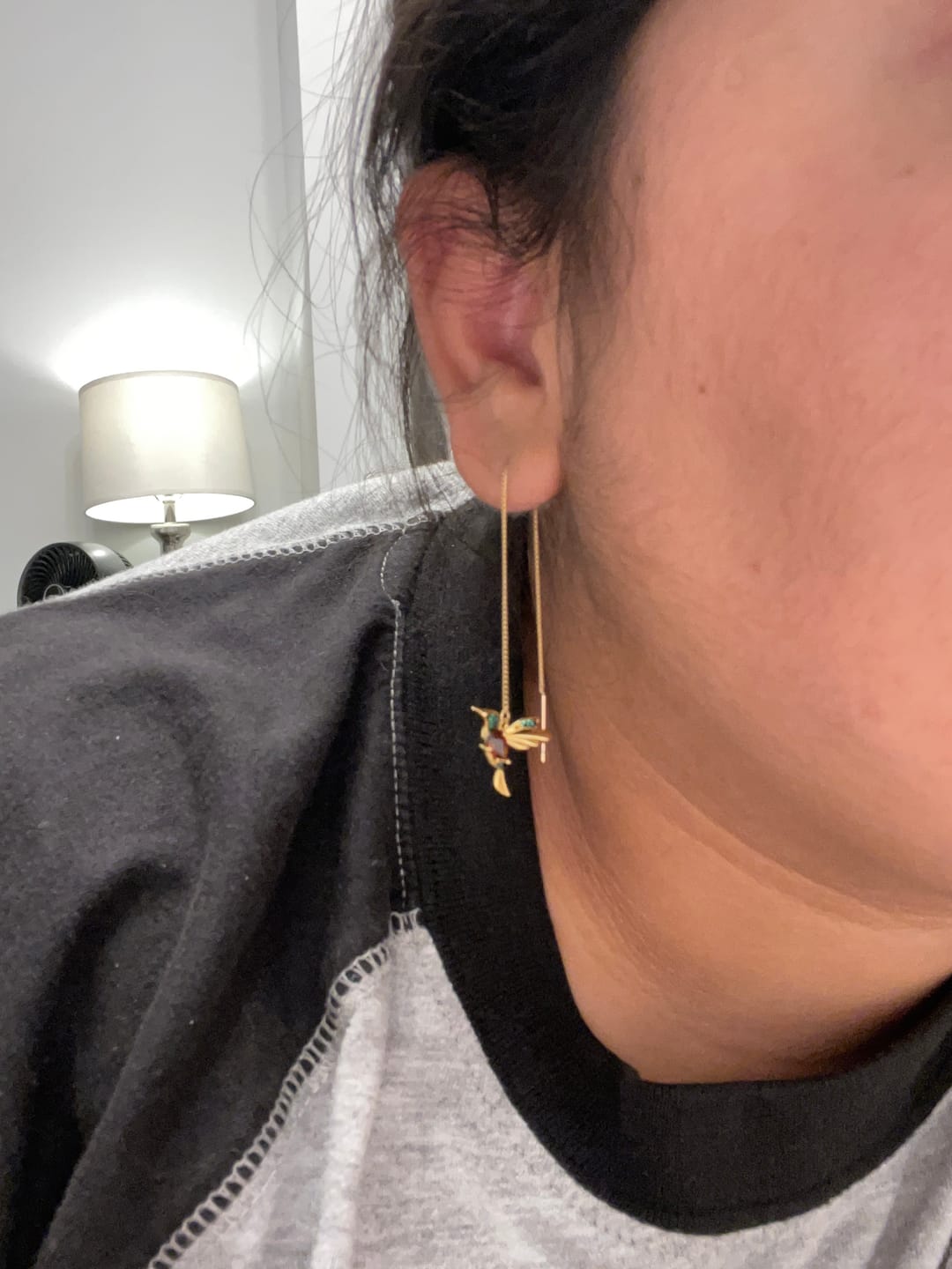 Customer photo review of Crystal Hummingbird Tassel Earrings