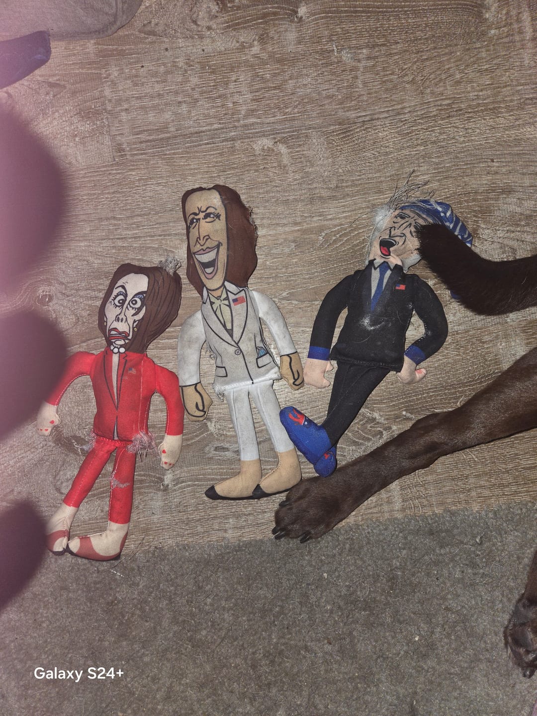 Customer photo review of Joe Biden Kamala Harris & Nancy Pelosi Starter Pack Tough Plush Dog Chew Toys with Squeakers - Official Republican Dogs