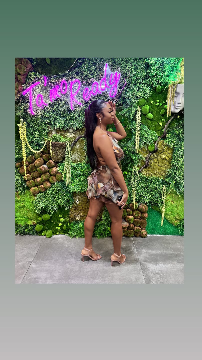 Customer photo review of Hopeless Romantic Mesh Print Ruffle Dress