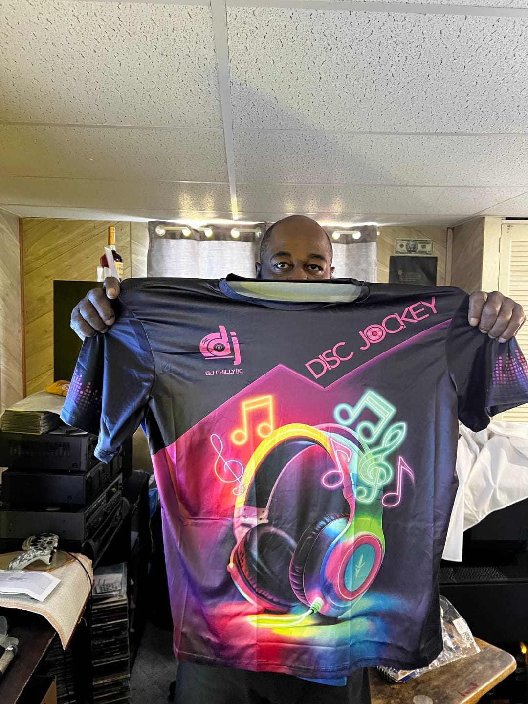 Customer photo review of Unisex Shirt, Custom Name Disc Jockey T-Shirt, DJ Shirt, Gift For DJ