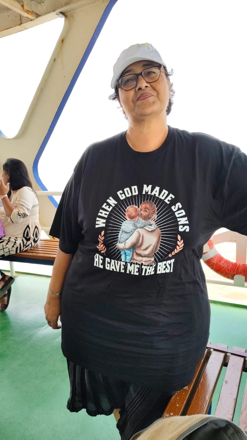 Customer photo review of "When God Made Sons, He Gave Me the Best" T-Shirt for Moms