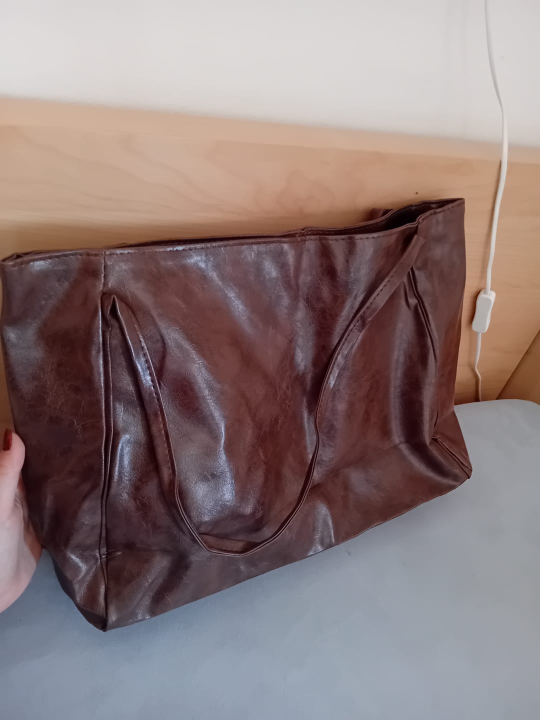 Customer photo review of Large Leather Tote Bag