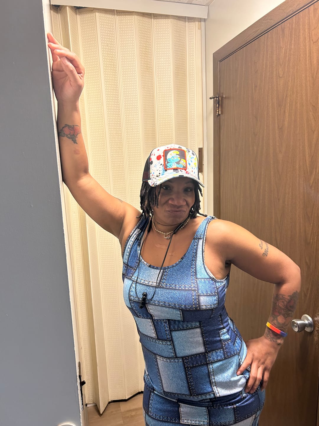 Customer photo review of OVERLORD X Smurfs: Painter Smurf Trucker Cap