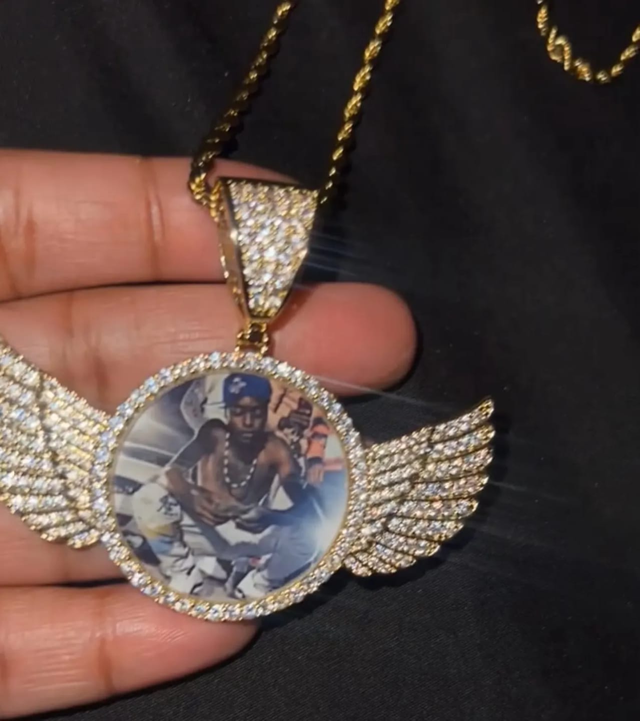 Customer photo review of ANGEL VIRTUE-WINGS CUSTOM PHOTO NECKLACE