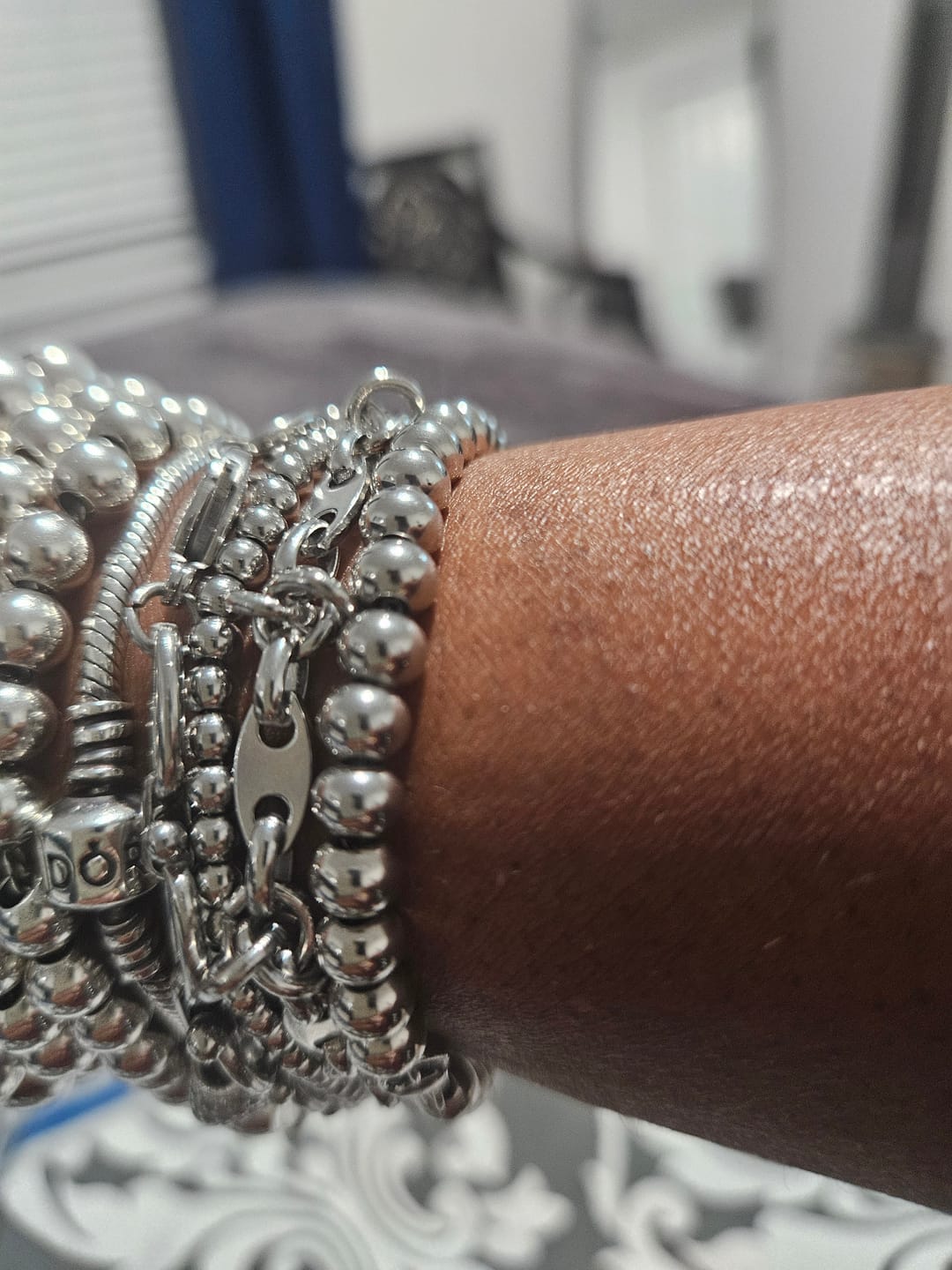 Customer photo review of Chrisette Stainless Steel Bracelet Stack