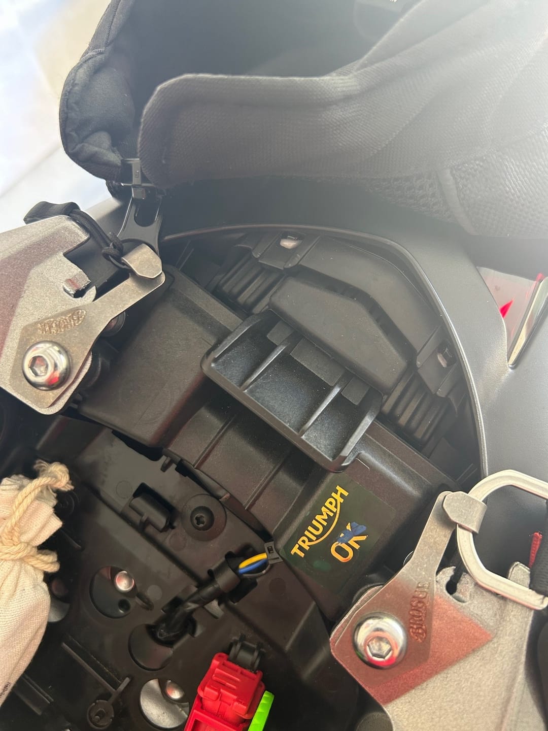 Customer photo review of Triumph Street Triple Helmet Hook (lock)