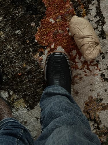 Customer photo review of Men’s Matte Black Python Boots—Square Toe