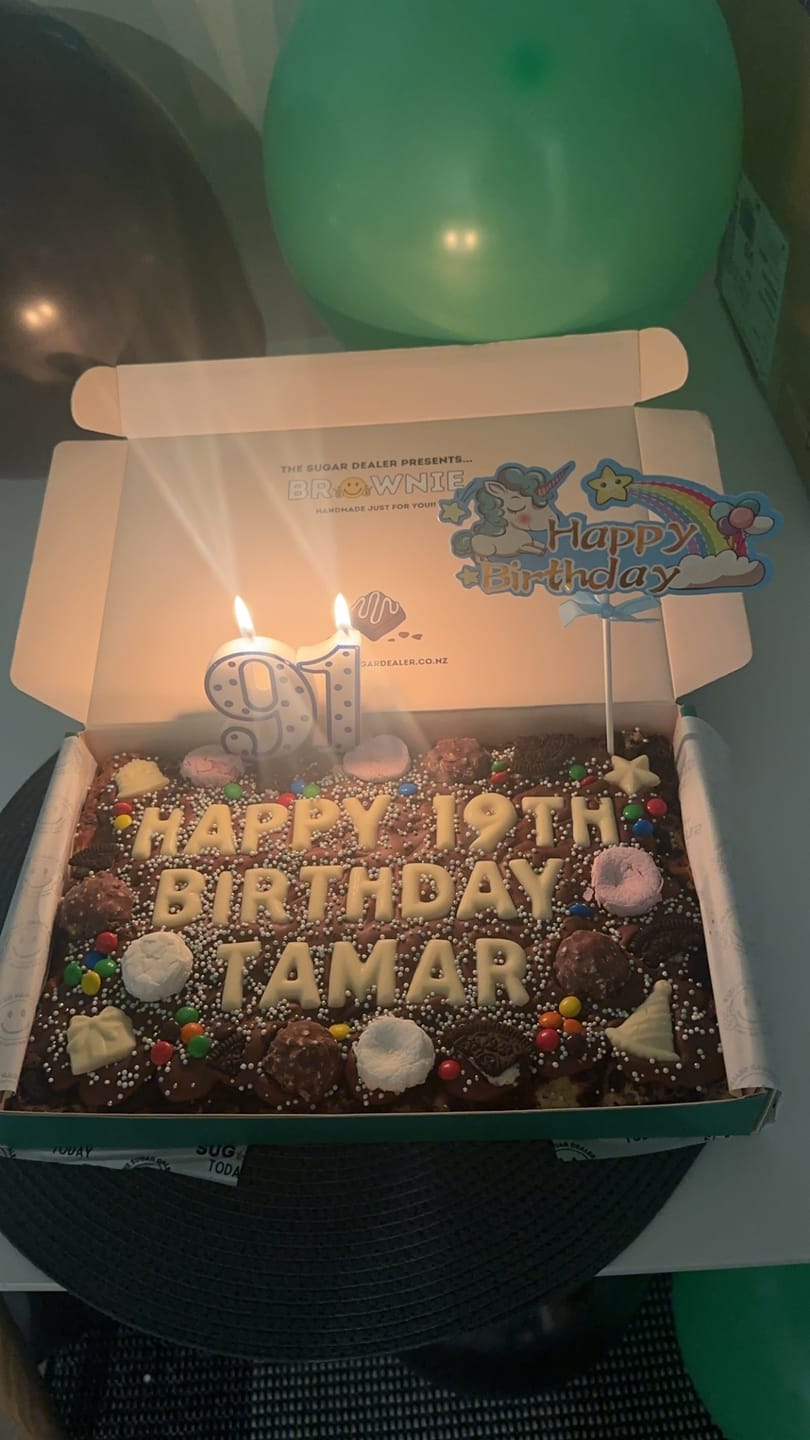 Customer photo review of Mega custom message birthday brownie