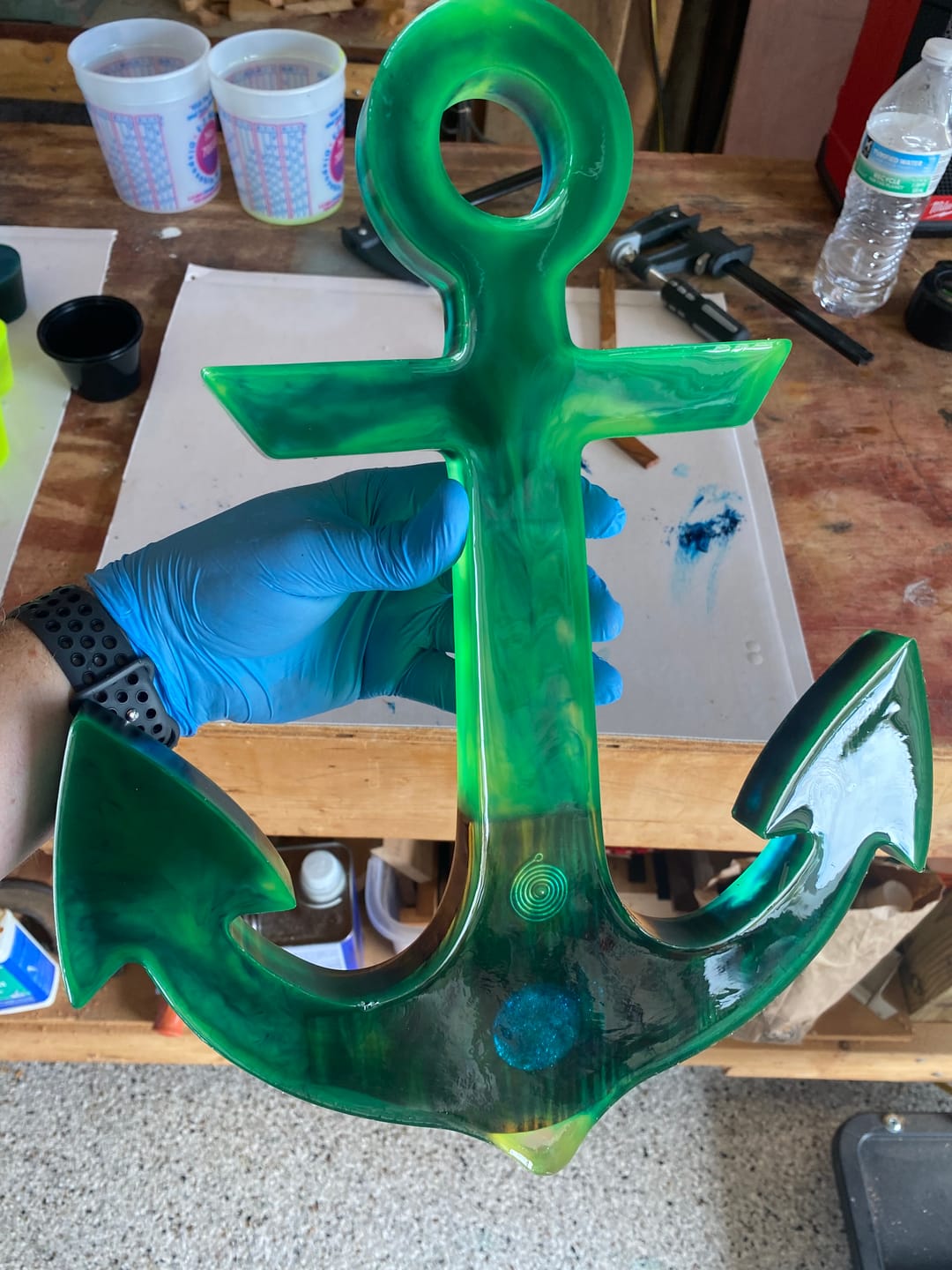 Customer photo review of 14.75x11.75x1" Nautical Anchor Silicone Mold For Ocean, Boat And Navy Art