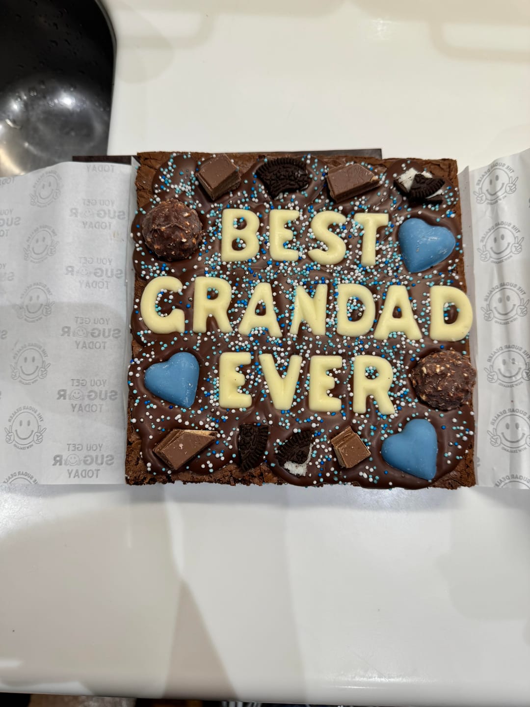 Customer photo review of Custom message fathers day brownie