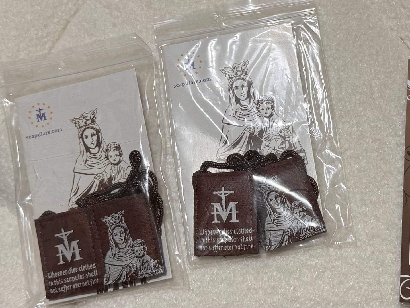 Customer photo review of OLMC Promise | Our Lady of Mt. Carmel Premium Brown Scapular