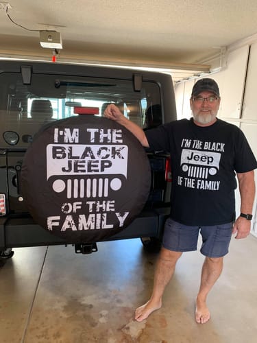 Customer photo review of I'm the Black Jeep of the Family - Jeep Spare Tire Cover Design - Made in USA
