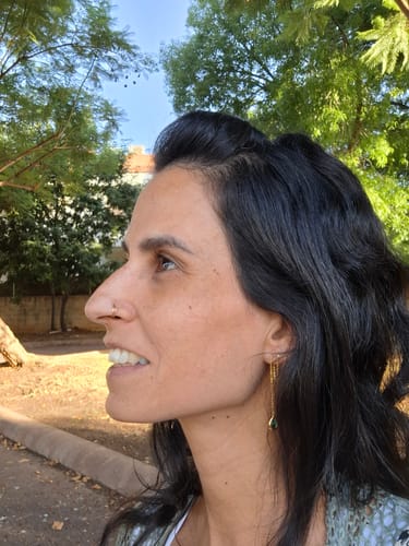 Customer photo review of נזם זהב חישוק כפול ירח