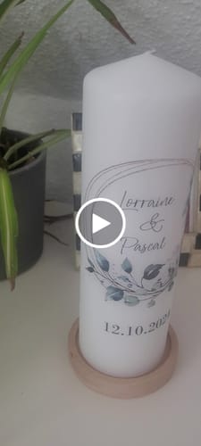 Kundenbewertung mit Video zu Große Kerze "Floral Kreis" Traukerze Brautkerze mit Namen & Datum zur Hochzeit