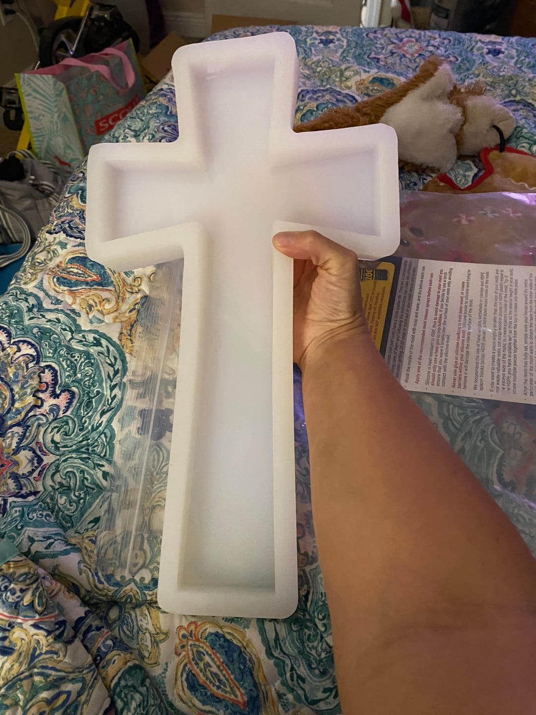 Customer photo review of 15x8x1" Flared Cross Silicone Mold For Epoxy Resin - Angled Cross Mold