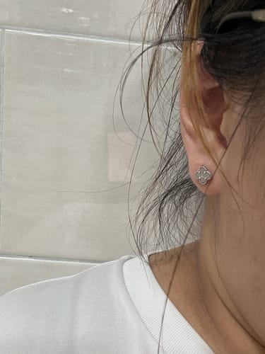 Customer photo review of VIOLA Clover Stud Earrings