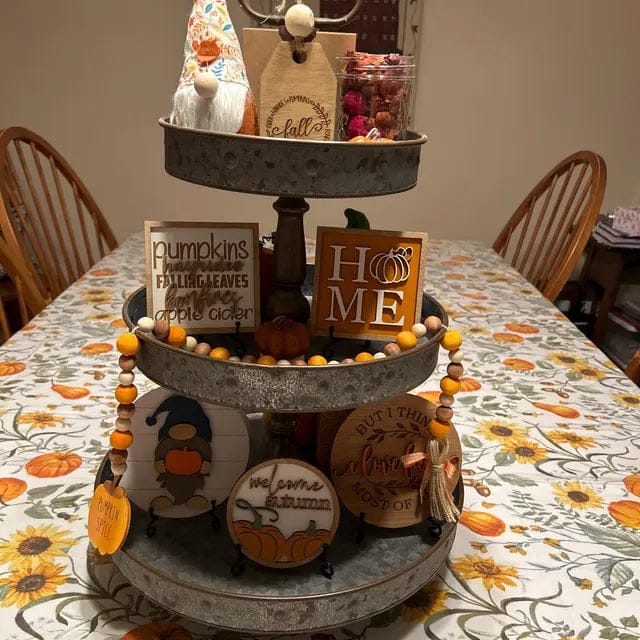 Customer photo review of Classic Fall Themed Tiered Tray Decor Bundle