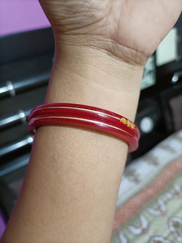 Customer photo review of “22k Hallmark Red Divya Shringar Bangle” (2 pis)