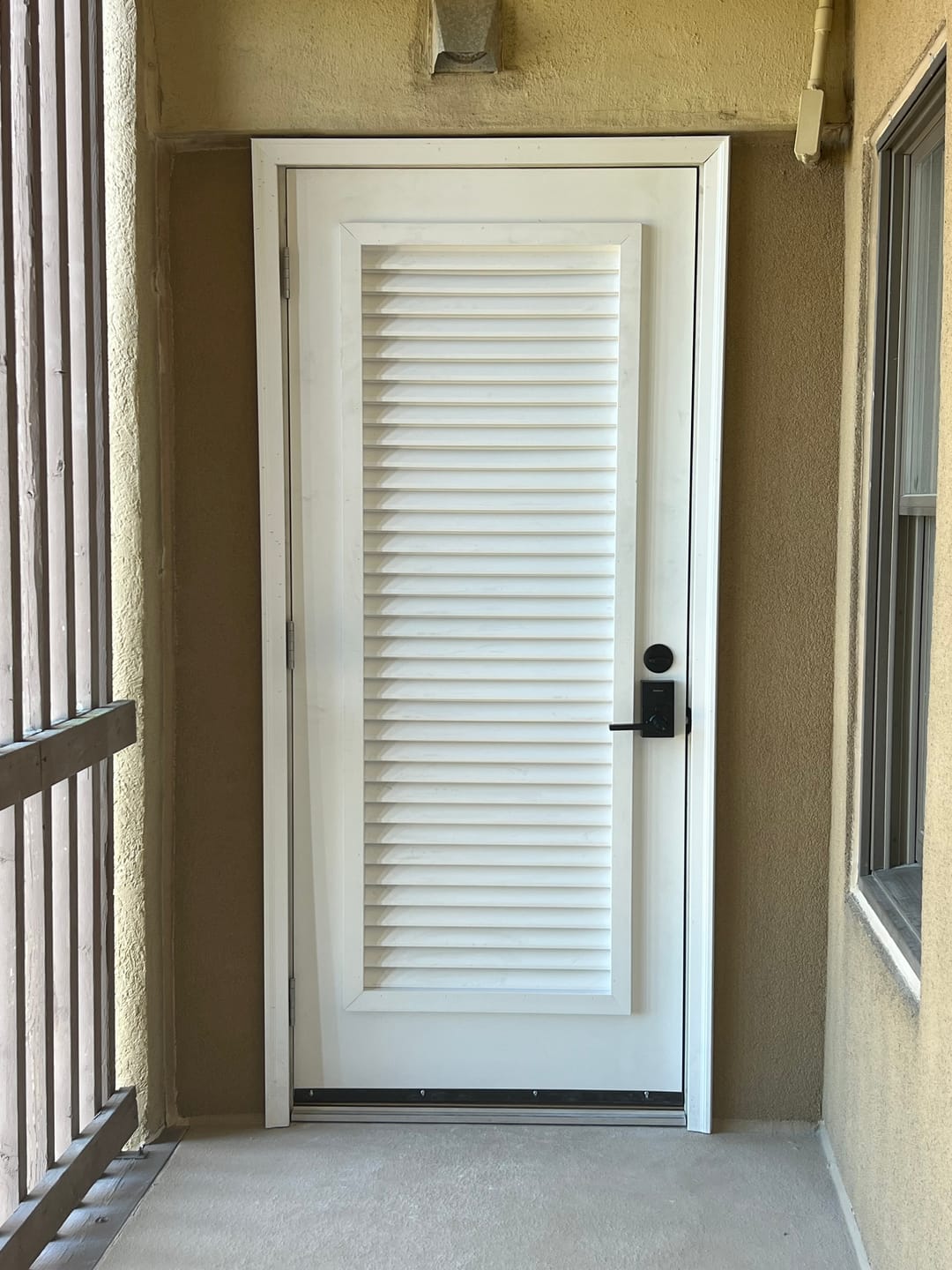 Customer photo review of 34" x 80" OUTSWING Prehung Smooth Fiberglass Entry Door System (6 Panel)