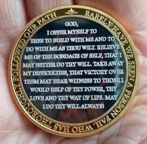 Customer photo review of 15 Year 40mm Gold & Silver AA Medallion - Bi-Plate Fancy Fifteen Year Chip/Coin