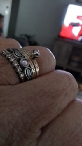 Customer photo review of For Memorial - Personalized Name & Birthstone Angel Wing Ring