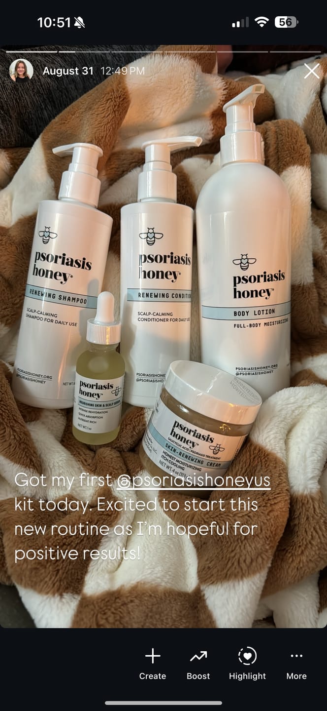 Customer photo review of Psoriasis Honey Ultimate Relief Kit