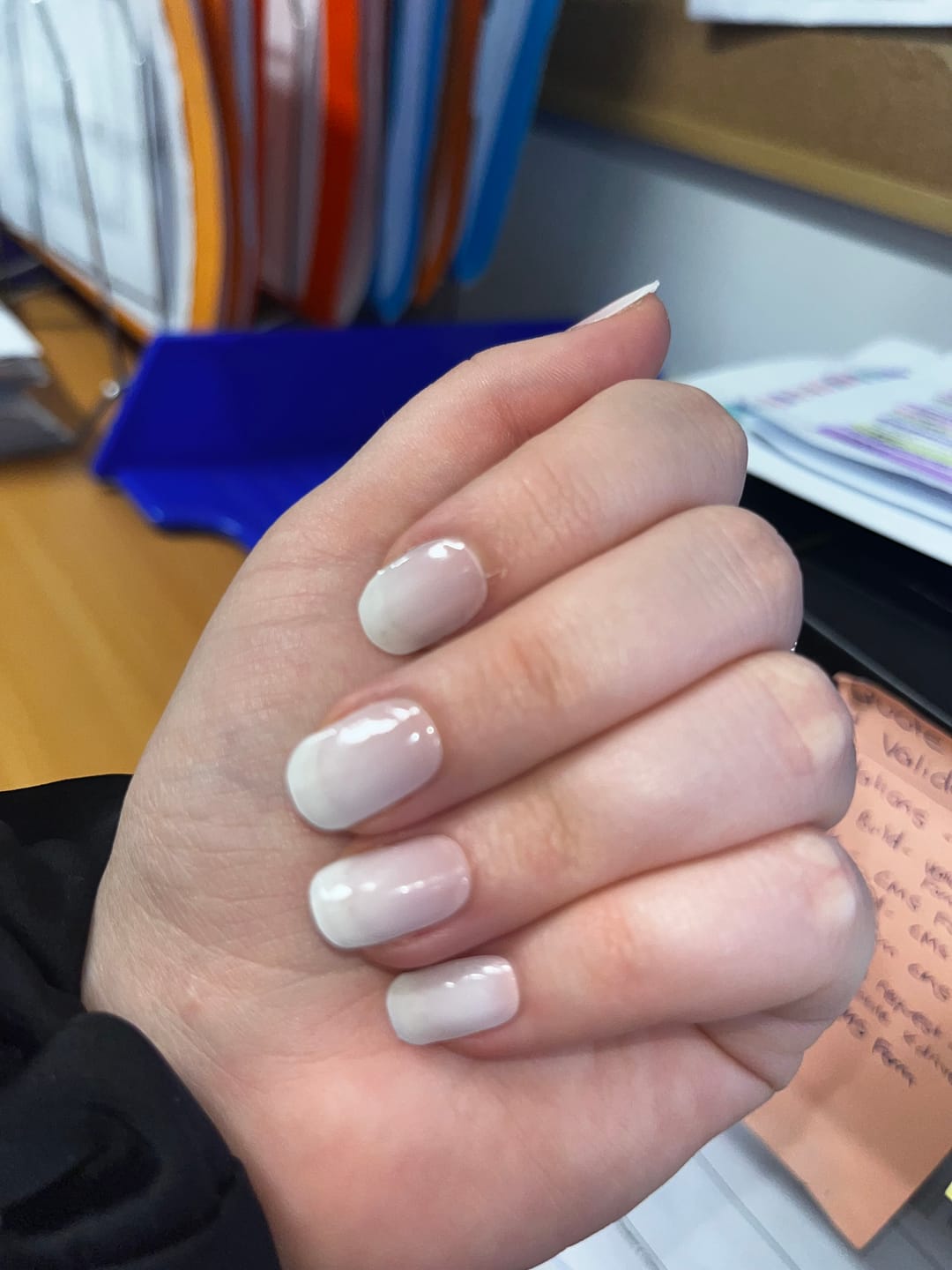 Customer photo review of Nude Pink Ombre DIY Semicured Gel Nail Sticker Kit
