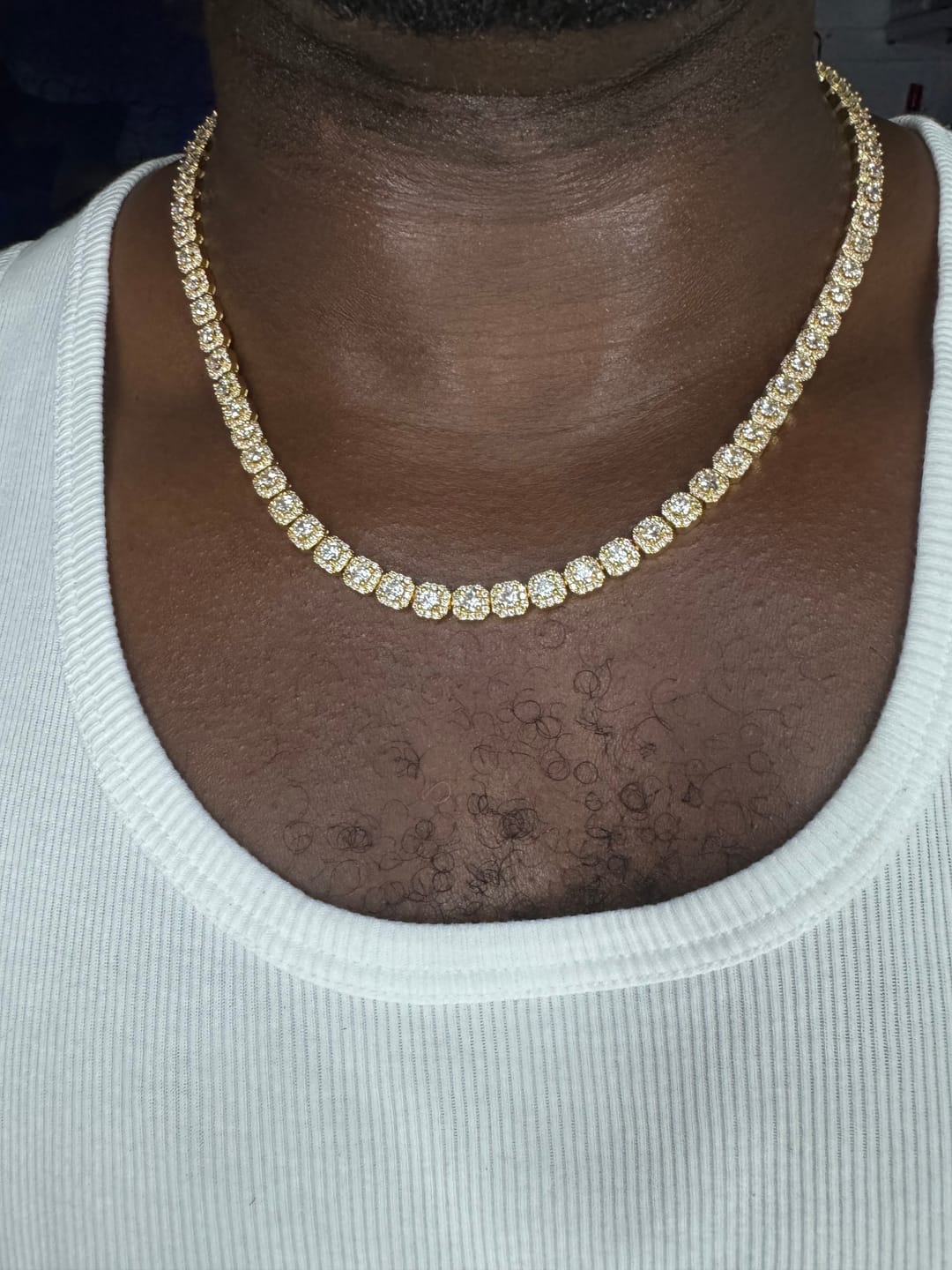 Customer photo review of Micro Clustered Tennis Chain - Gold