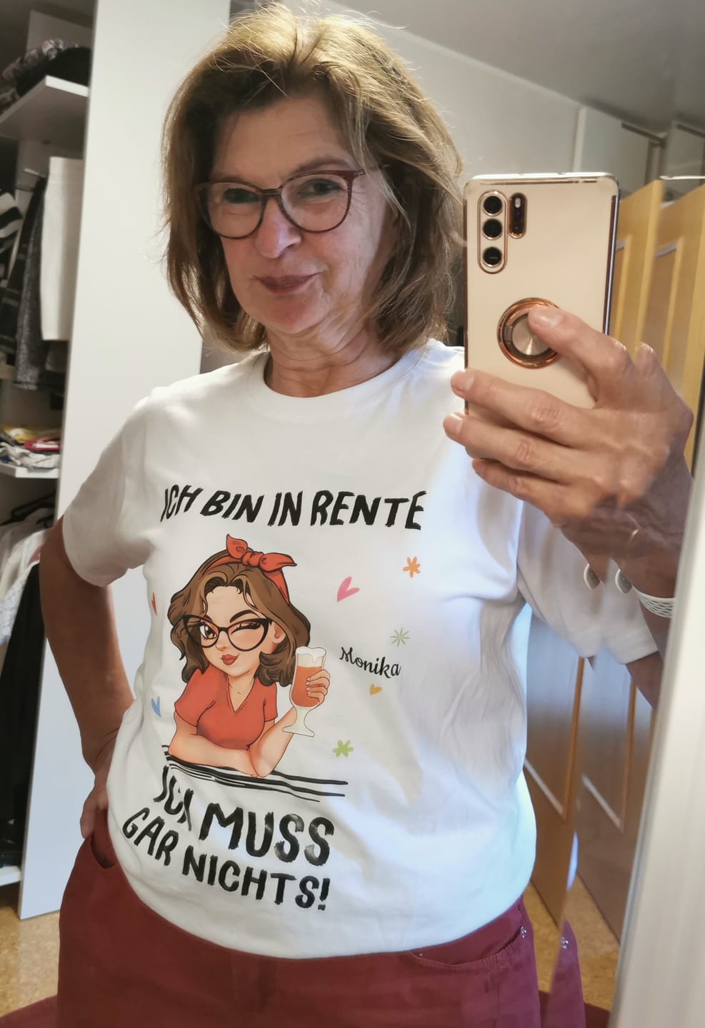Customer photo review of Ich muss nichts - Personalisiertes T-Shirt zur Rente