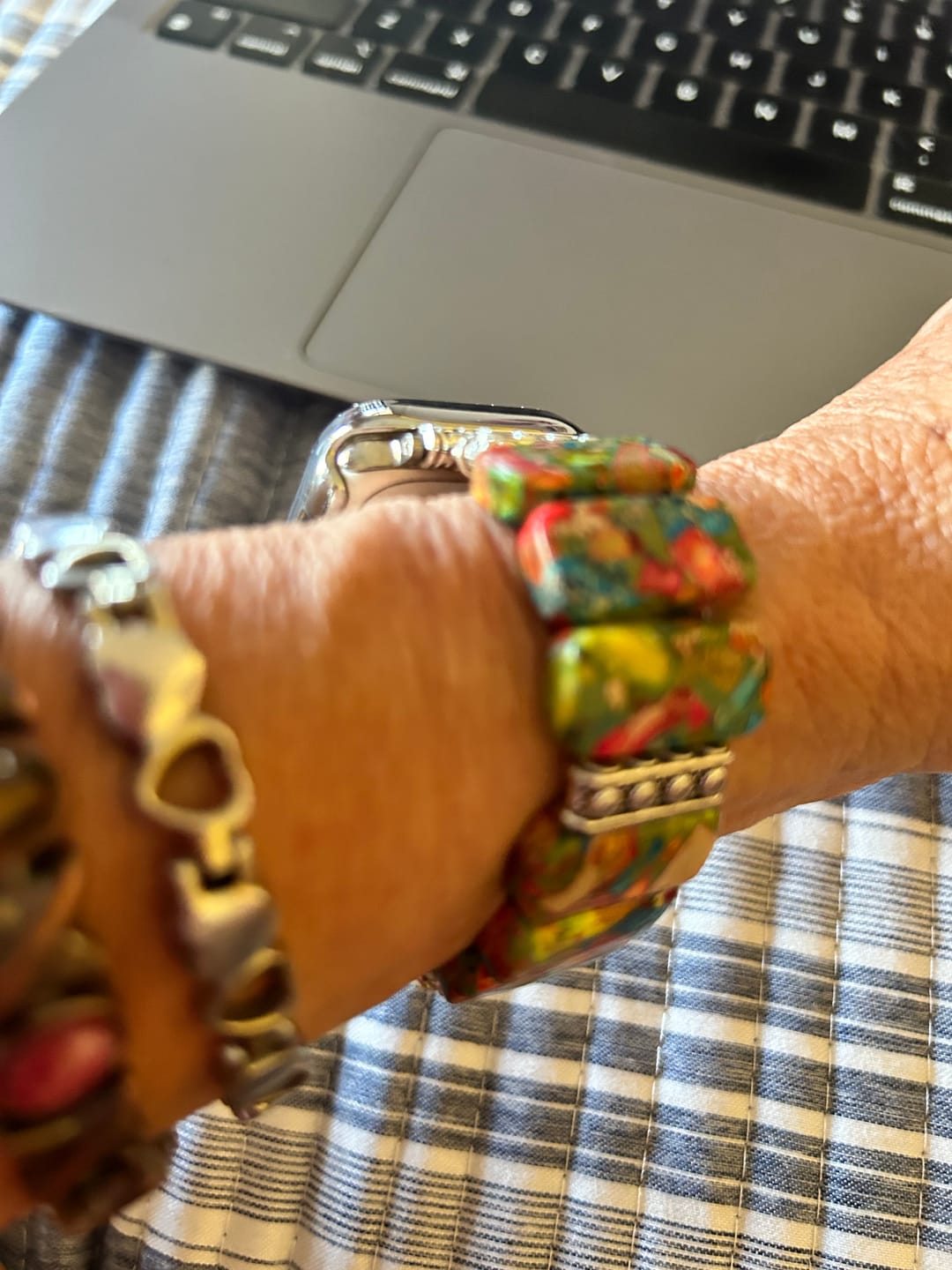 Customer photo review of Chic Flower Stretch Apple Watch Strap