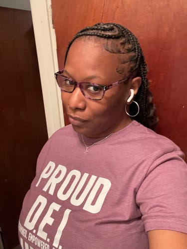 Customer photo review of Proud D.E.I Hire T-Shirt (Various Colors w/White Print)