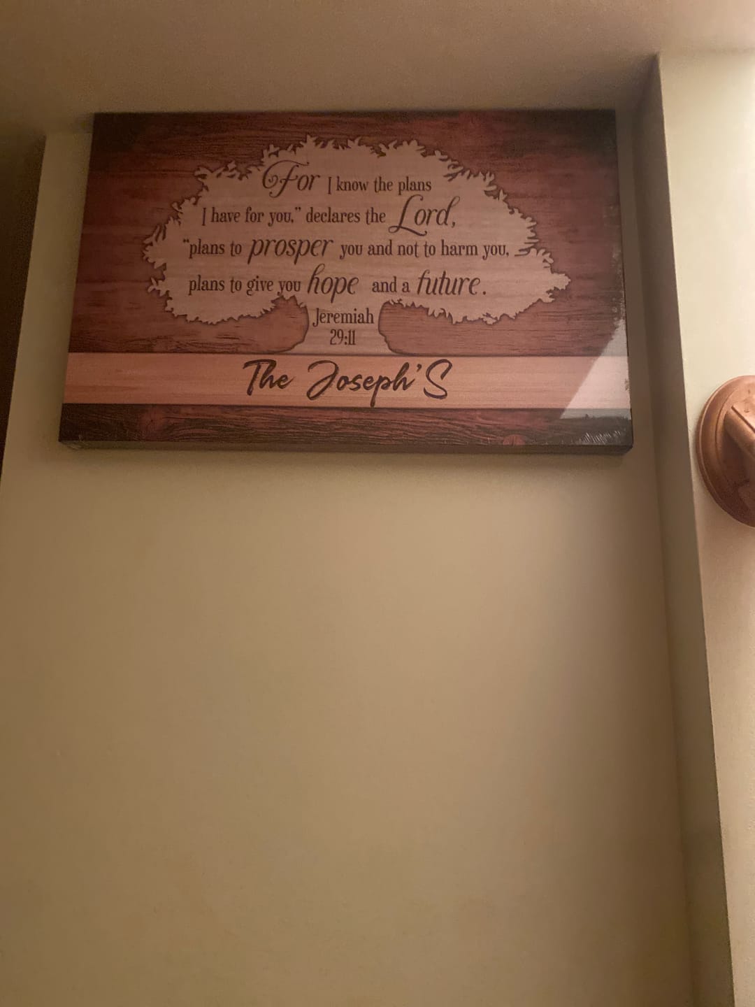 Customer photo review of For I Know The Plans I Have For You Jeremiah 29:11 Personalized Name Wall Art Canvas